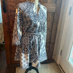 Zara lory printed long sleeve mini dress‎ size XS